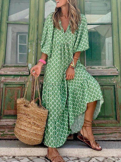 Bohemian Printed Maxi Dress DressSoul