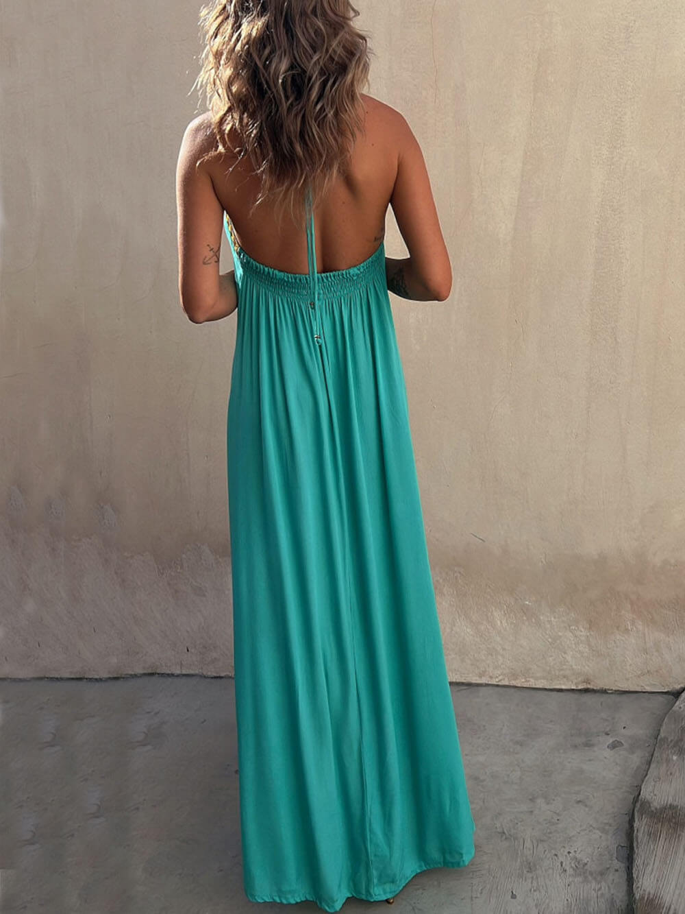 Robe longue décontractée à col licou