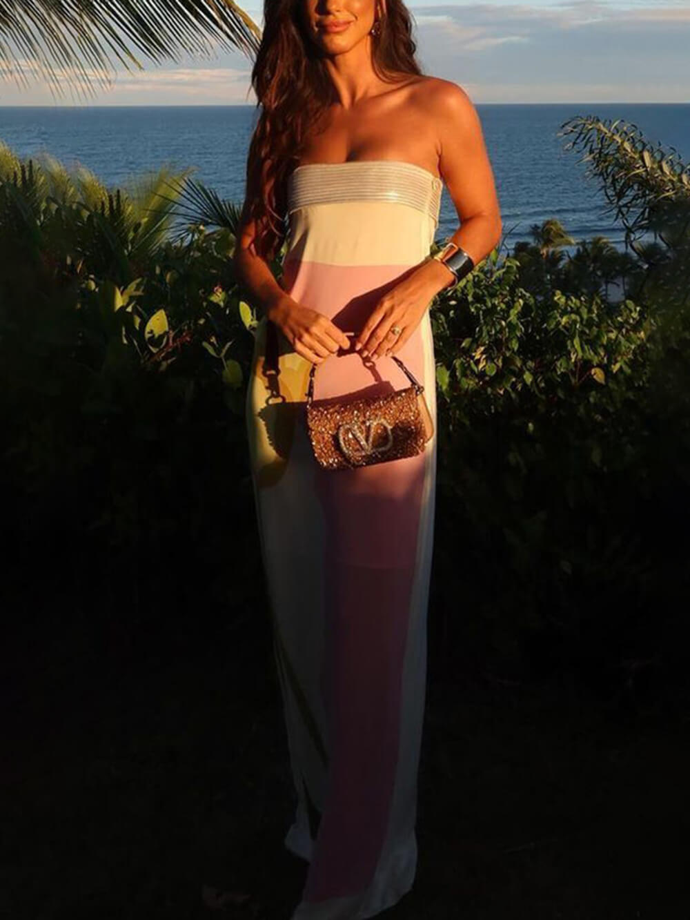 Robe longue d'été sexy à imprimé cache-cœur