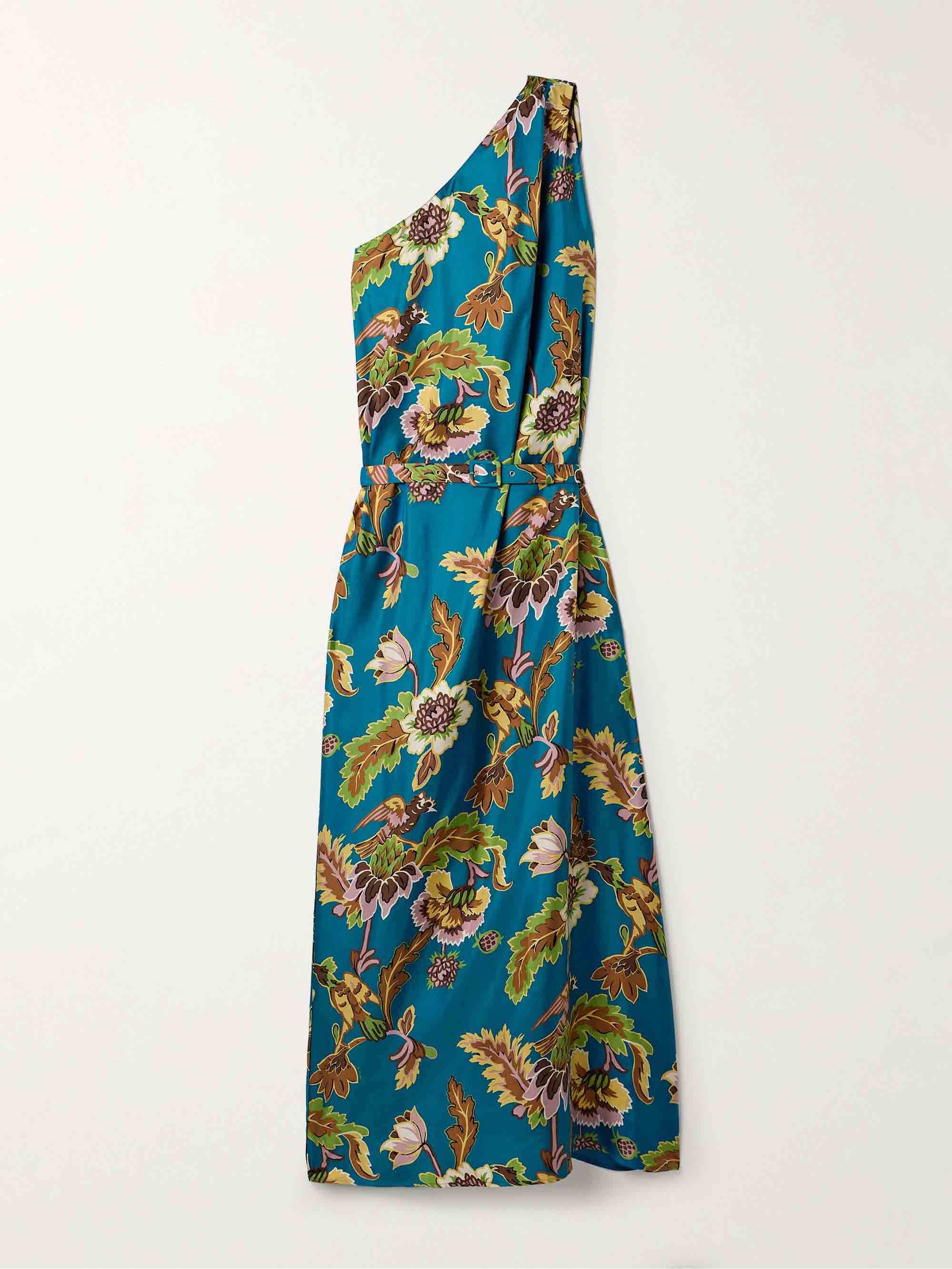 Unique One Shoulder Floral Print Maxi Dress