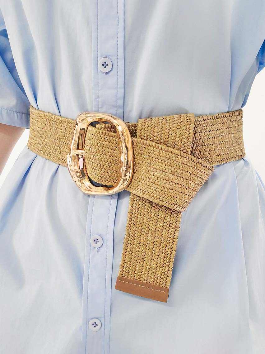 Ceinture élastique en paille bohème tendance