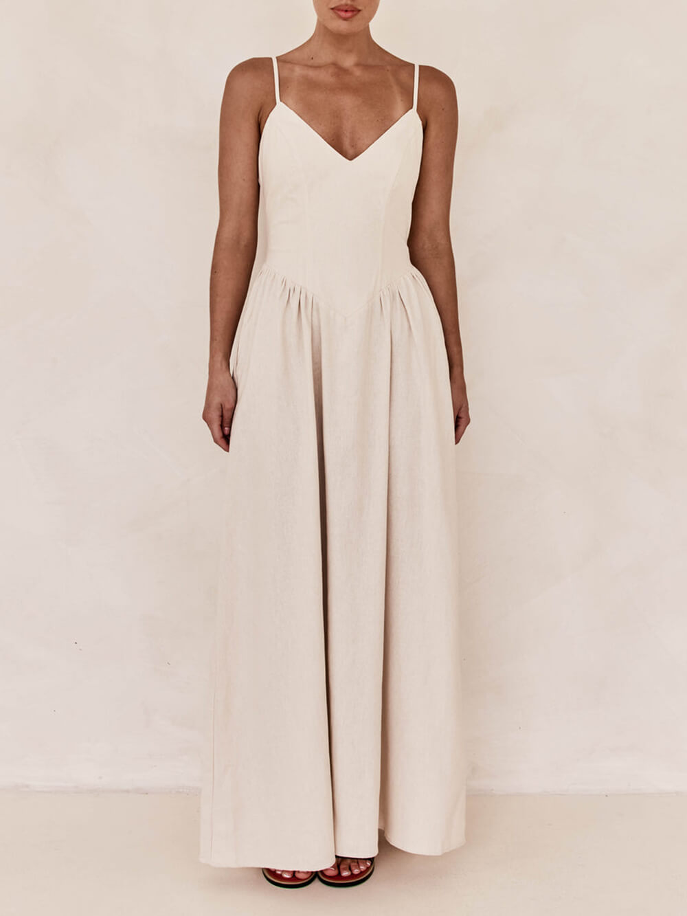 Robe longue plissée à bretelles Sunset sans manches