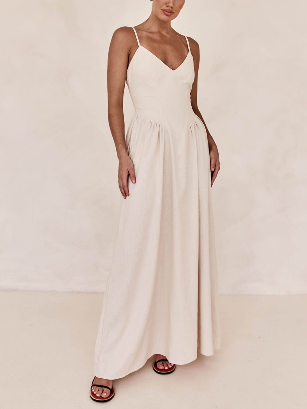 Robe longue plissée à bretelles Sunset sans manches