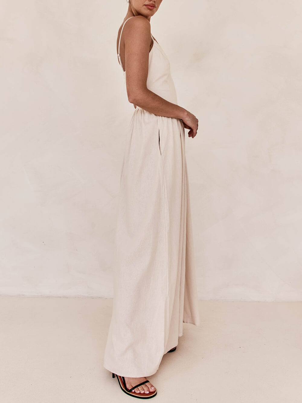 Robe longue plissée à bretelles Sunset sans manches