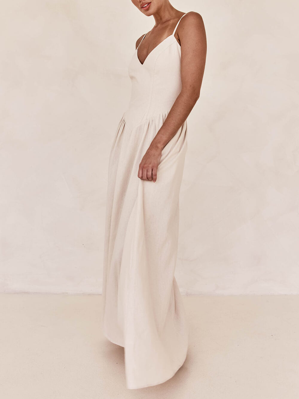 Robe longue plissée à bretelles Sunset sans manches