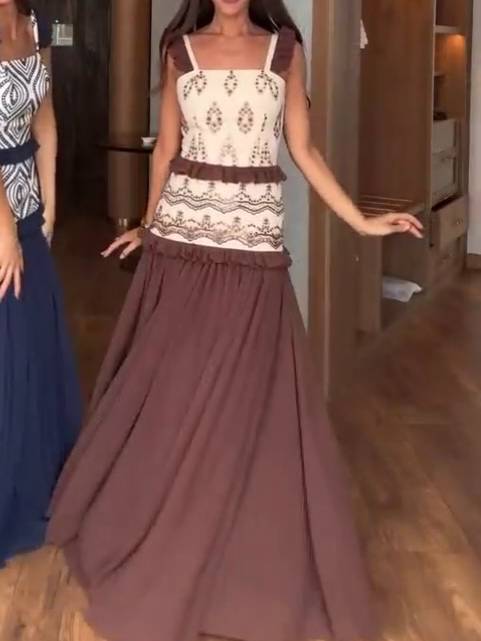 Sling Wood-ear Printed Dress