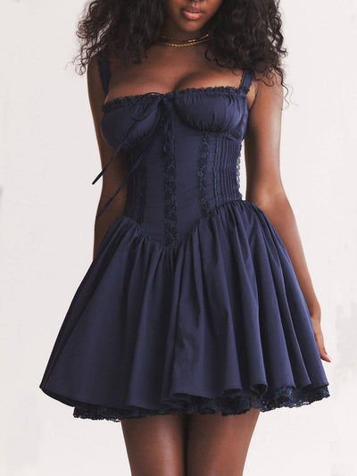 French Navy Corset Mini Dress DressSoul