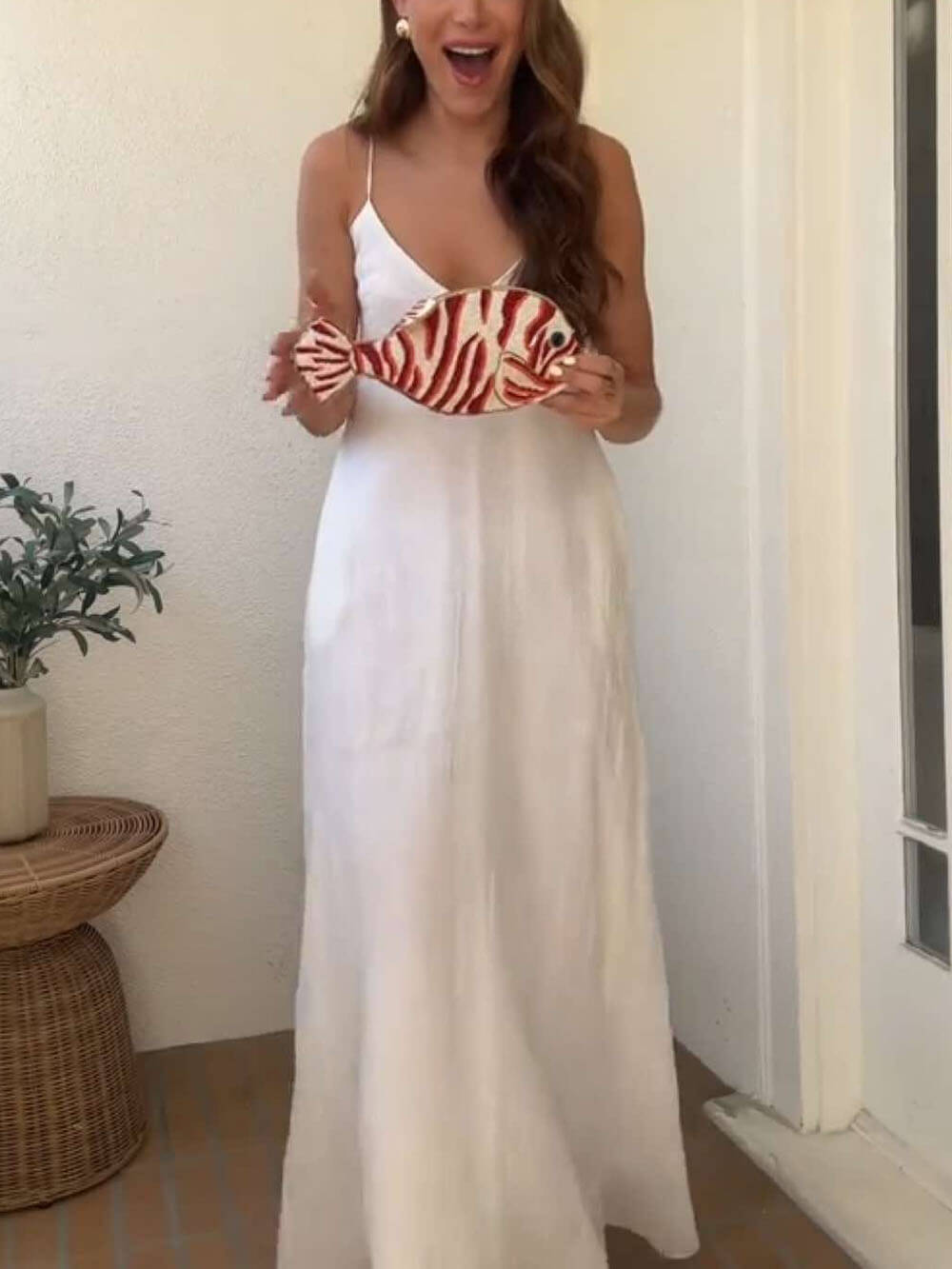 Vestido largo sofisticado de lino con bolsillos estilo resort