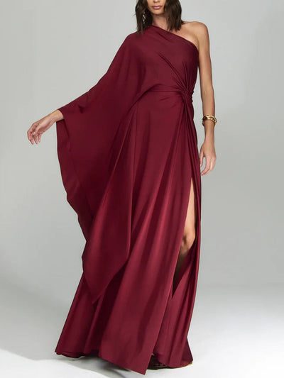 Elegant One Shoulder Long Party Slit Maxi Dress DressSoul