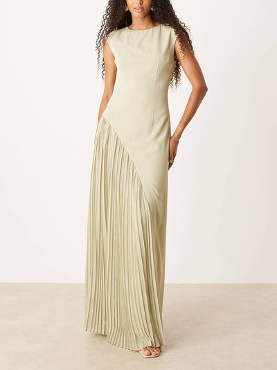 Exquisite Cap Sleeve Pleated Maxi Dress DressSoul