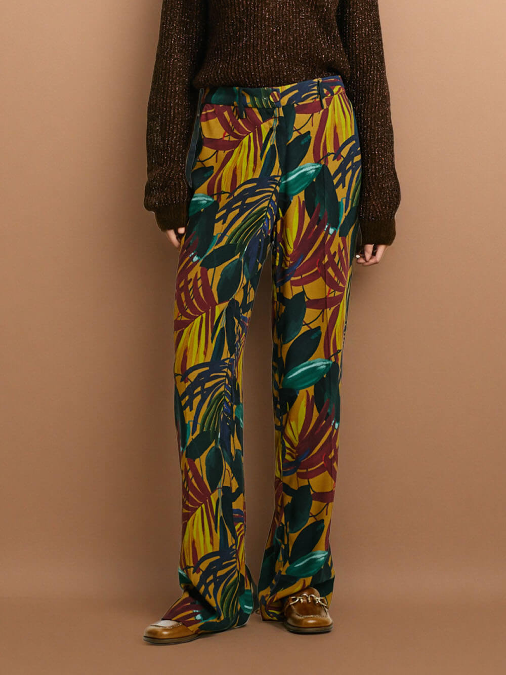 Retro Unique Colorful Palm Leaf Oil Painting Print Jacket Shirt