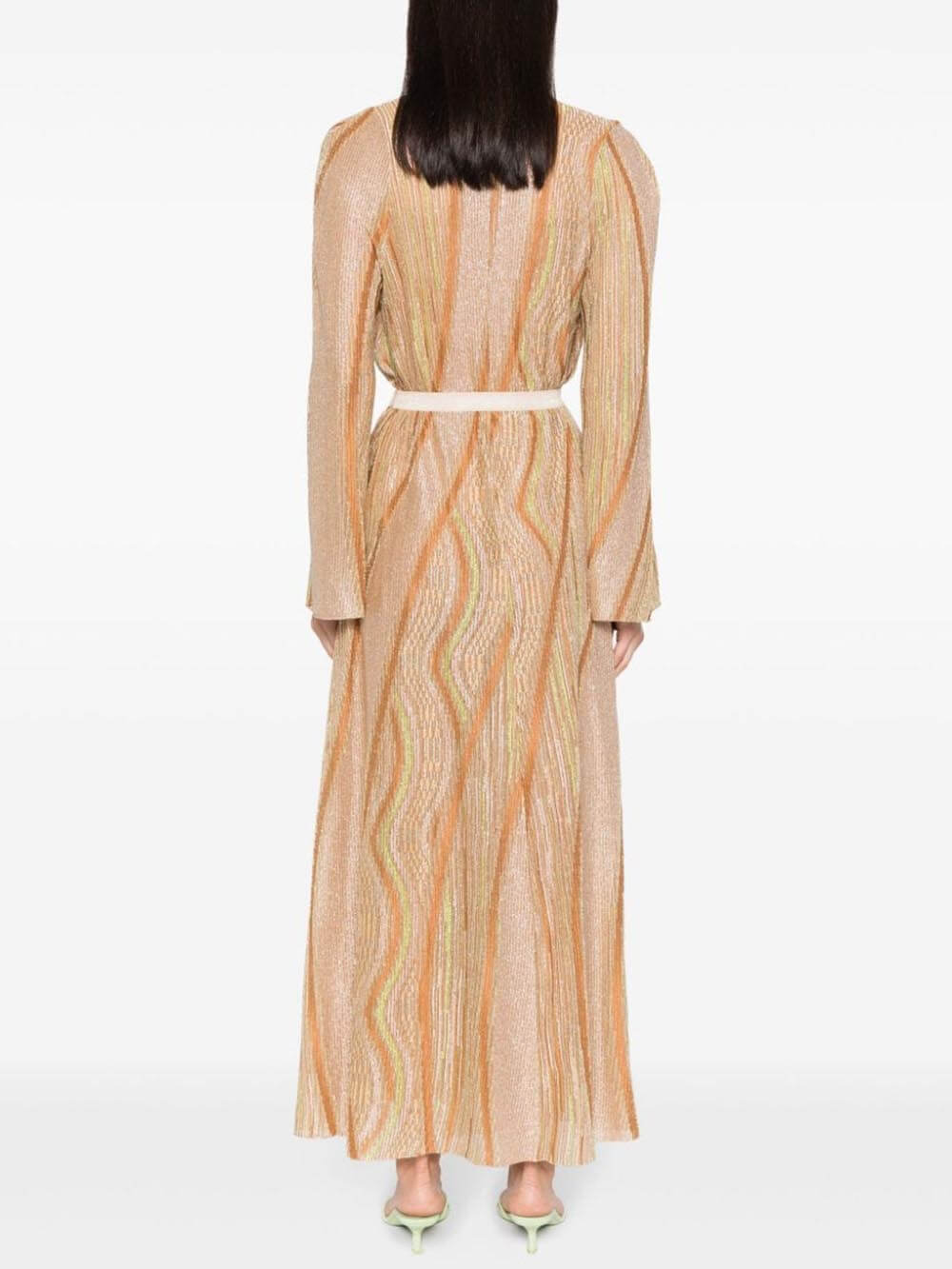 Robe longue ample à imprimé rayé et vagues