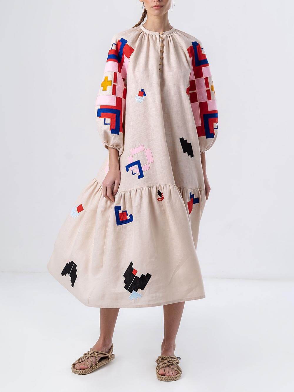 Robe longue légère à imprimé ethnique unique