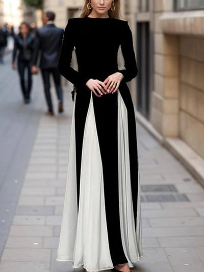 Glam Elegant Panelled Tulle Long Sleeve A-line Maxi Dress DressSoul