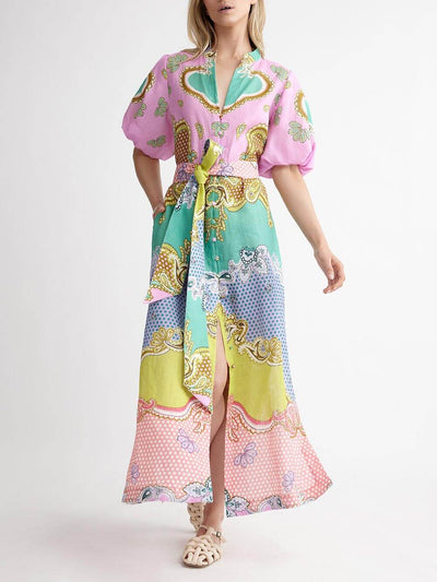 Unique Ethnic Printed Tie-Strap Cardigan Maxi Dress DressSoul