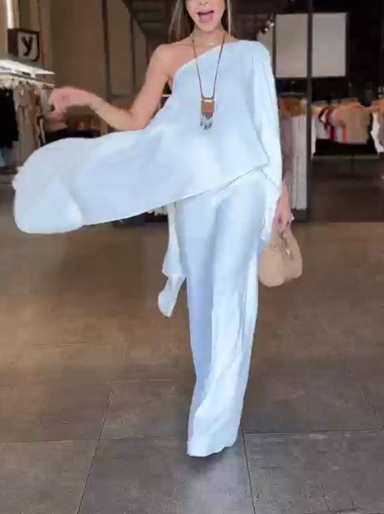 Variant Top And Wide Leg Pants Suit