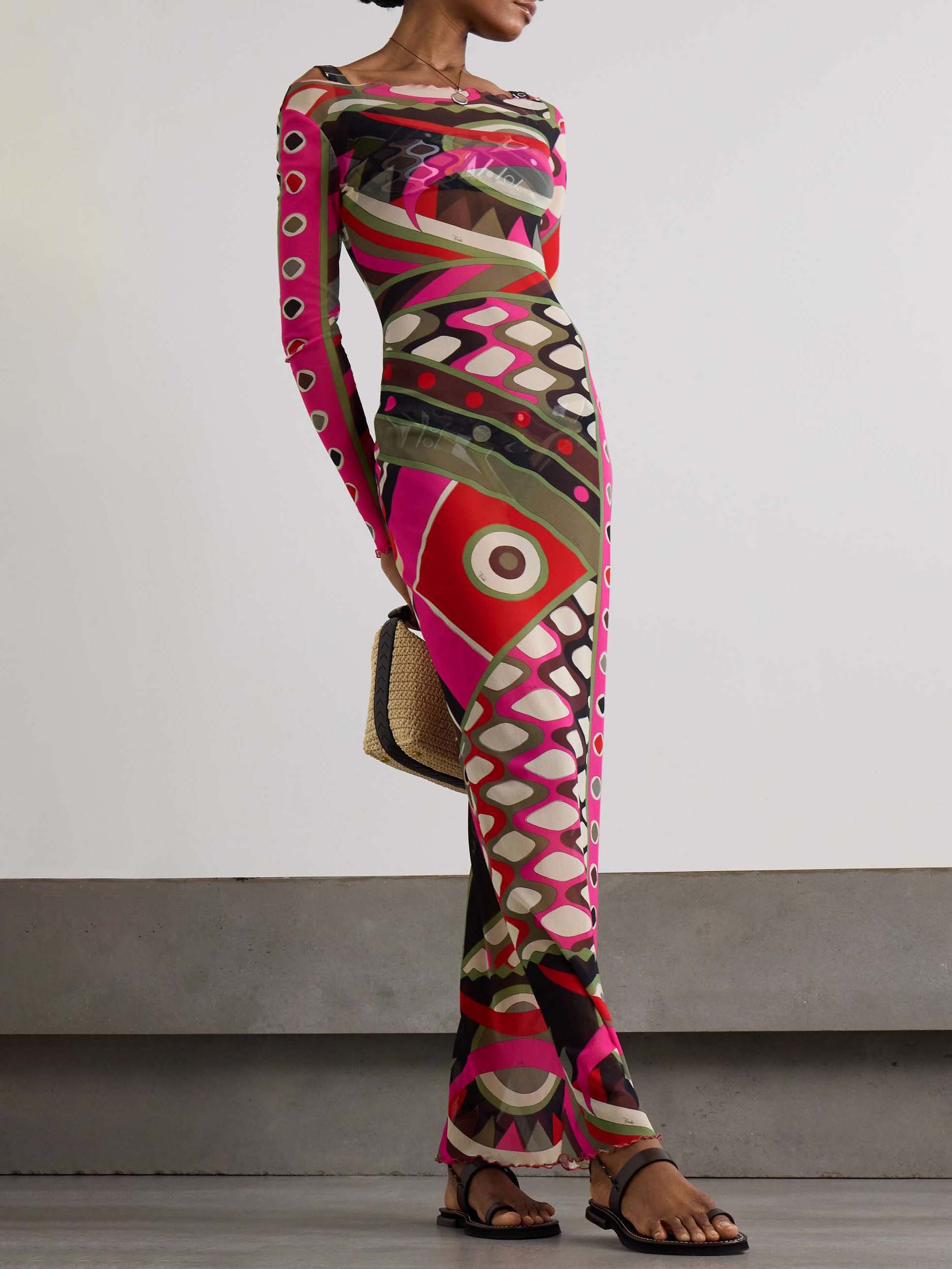 Robe longue portefeuille à imprimé abstrait et personnalité rétro