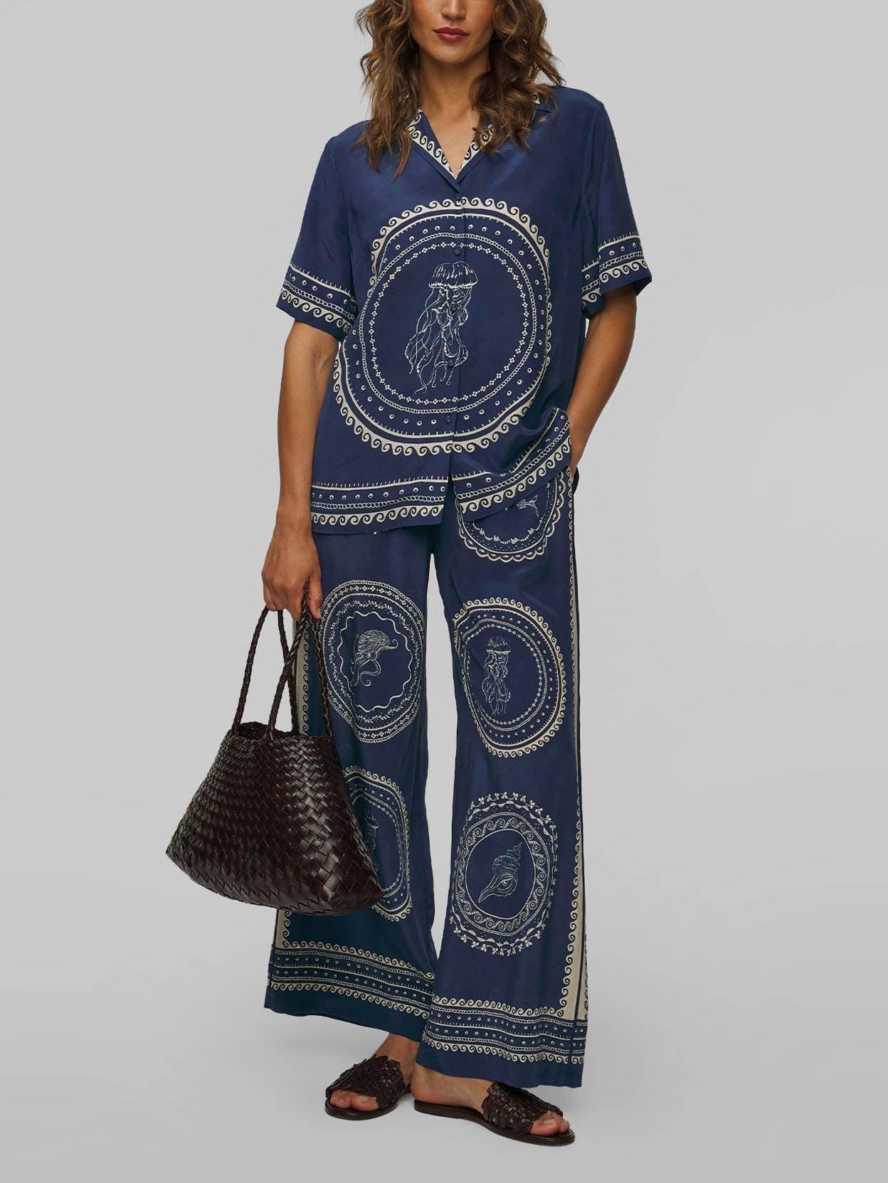 Exquisite Luxury Blue Ocean Wide-leg Pants