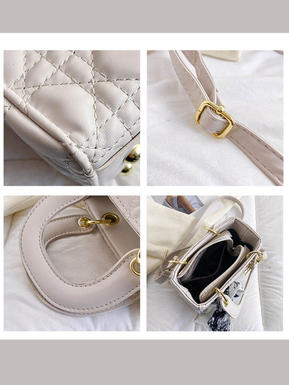 Bolsos cruzados de mano con pañuelo de seda de diamantes