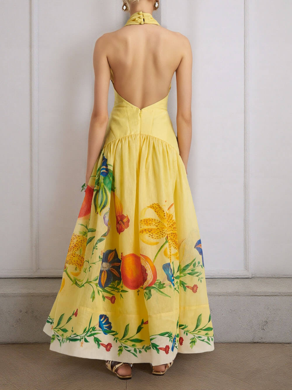 Robe longue élégante et sexy à imprimé floral Dahlia