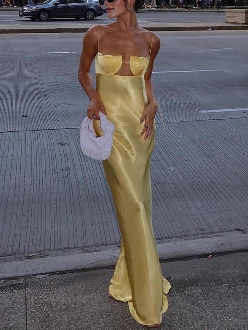 Hollow Suspender Maxi Dress