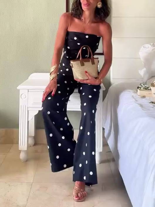 Polka Dot Tube Top Jumpsuit