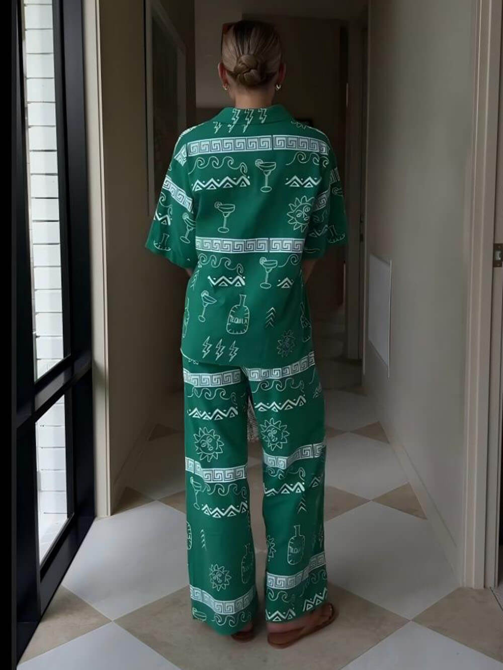 Camisa suelta con estampado étnico único