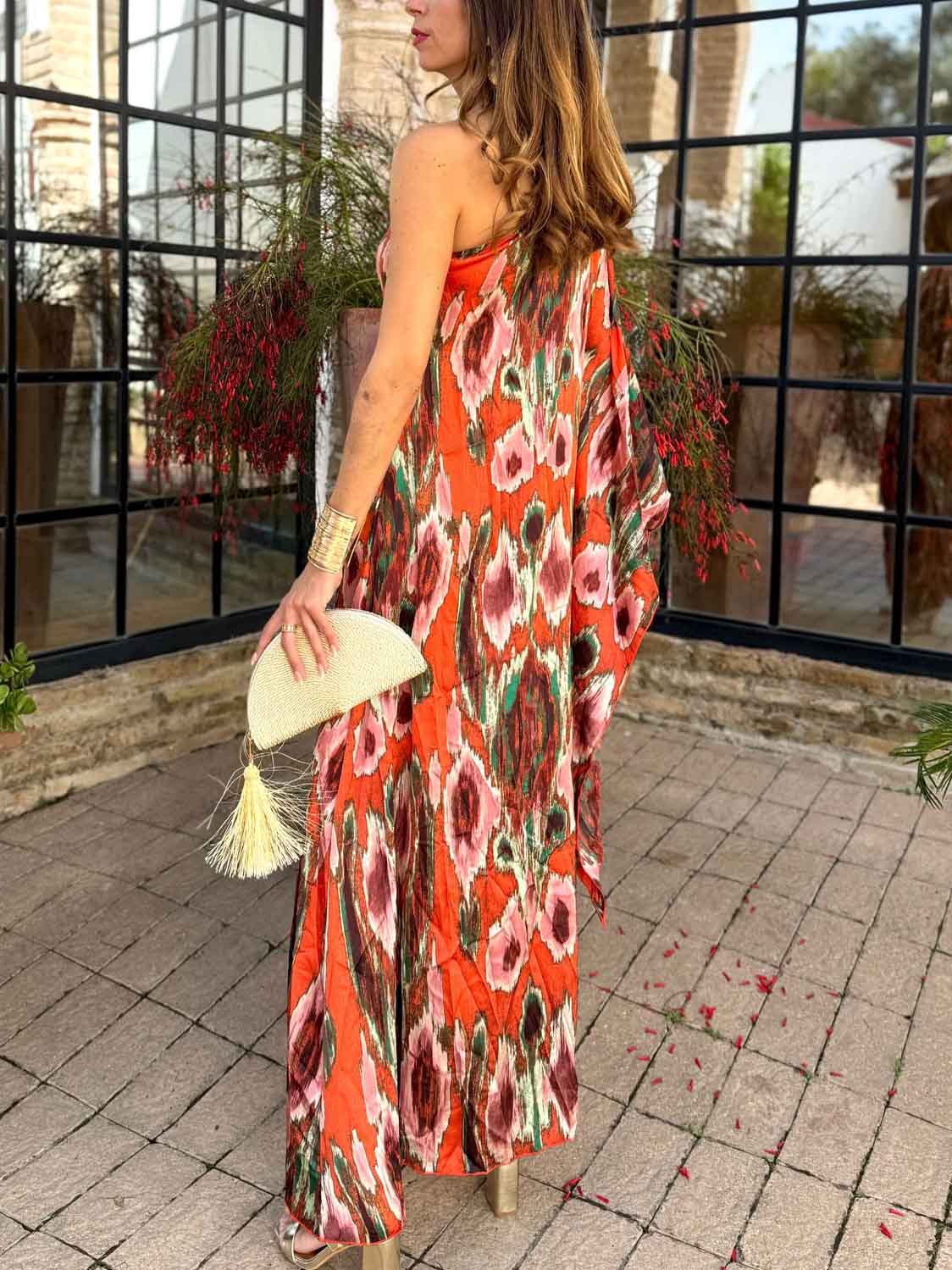 Retro Ethnic Abstract Print Maxi Dress