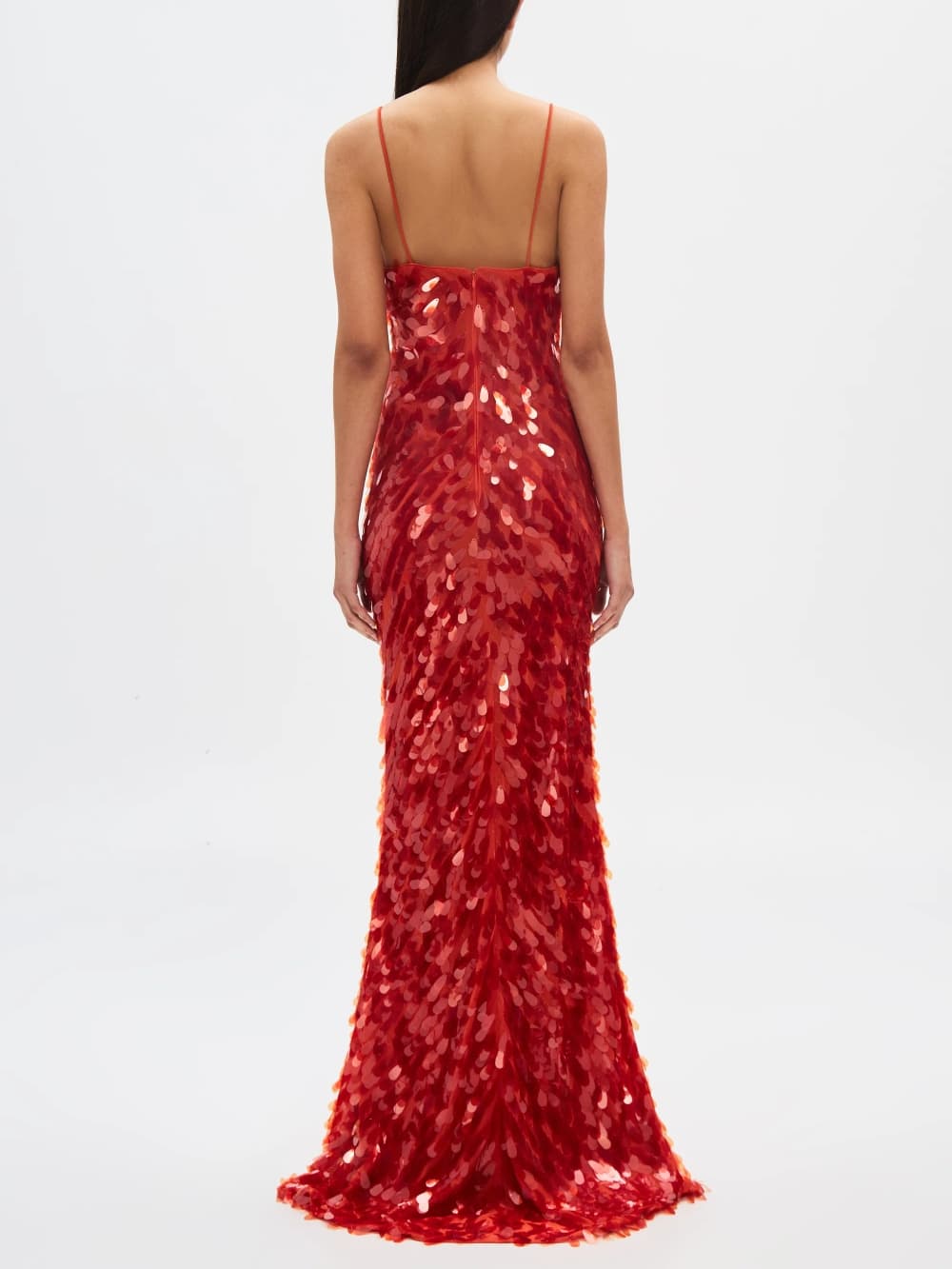 La robe longue à sequins saphir rouge