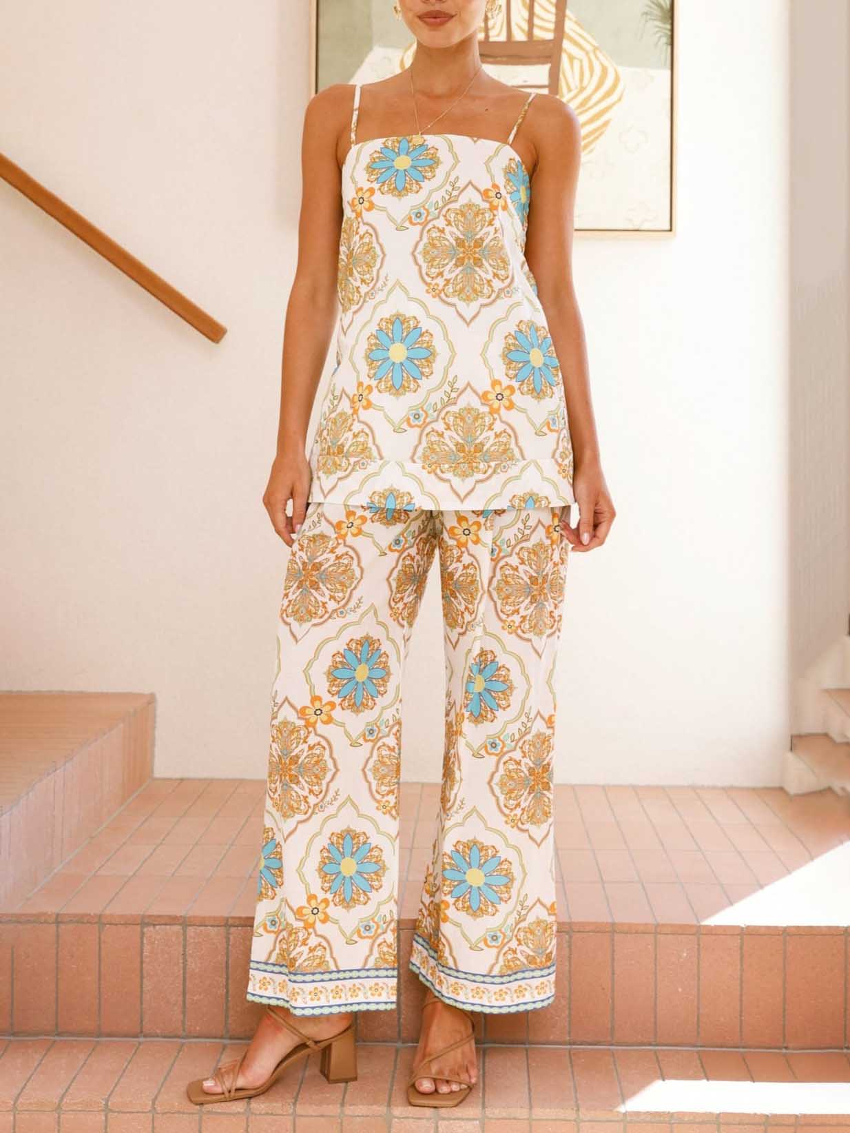 Retro Ethnic Style Paisley Print Tank Top