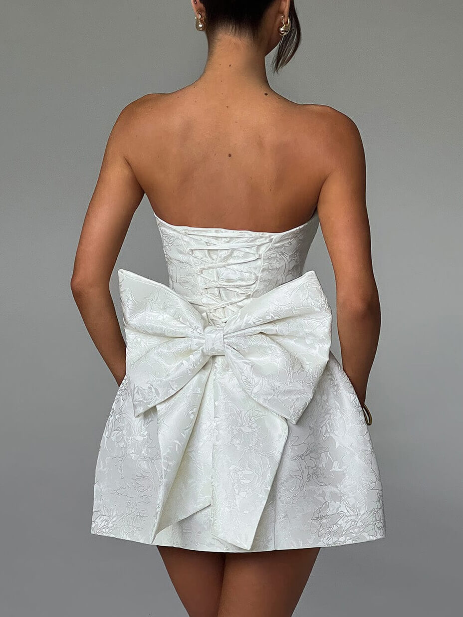 Robe mini tube en jacquard à nœud tendance et sexy