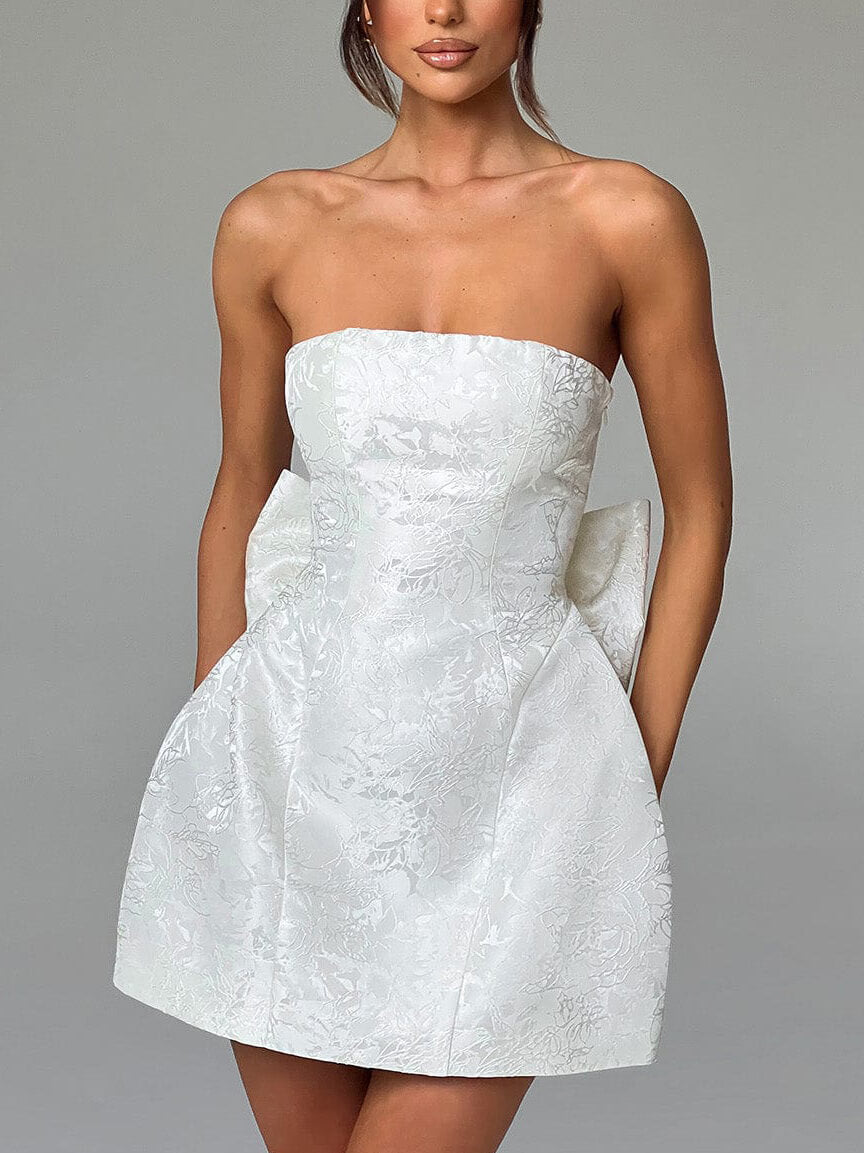 Robe mini tube en jacquard à nœud tendance et sexy