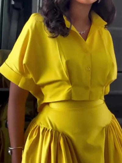 Casual Short Sleeve Cropped Top DressSoul