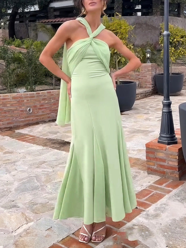 Elegant Flowy Tulle A-Line Midi Dress
