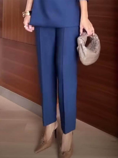 Fashionable High Waist Pocketed Straight Leg Pencil Pants DressSoul