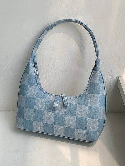 Fashion Niche Hand-Held Denim Plaid Dumpling Bag DressSoul