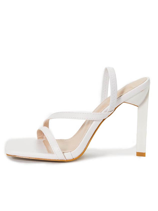 Sandales à talons hauts et bout carré pour femmes avec bride élastique