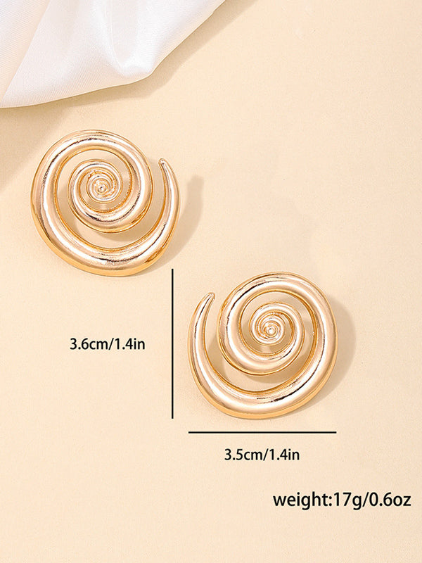 Boucles d'oreilles tourbillonnantes creuses de style simple Boucles d'oreilles de rue exagérées