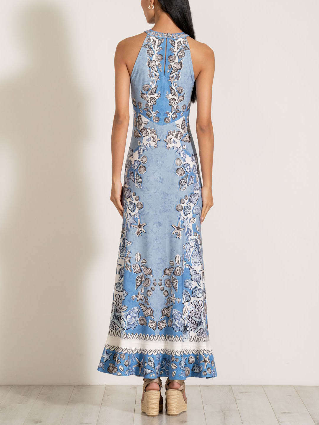Exquisite Ocean-style Shell Pattern Print Maxi Dress
