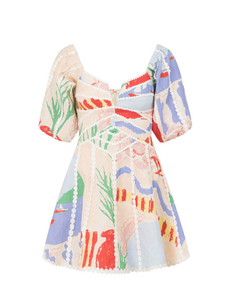 Mini-robe à imprimé floral graffiti moderne et sophistiqué