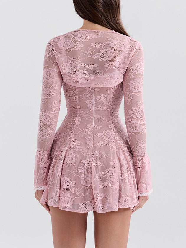 Mini-robe élégante vintage sexy en dentelle
