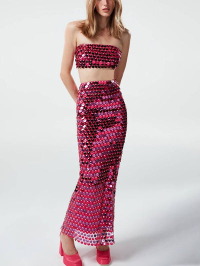 Fashionable Sequined Busty Long Skirt Suit DressSoul