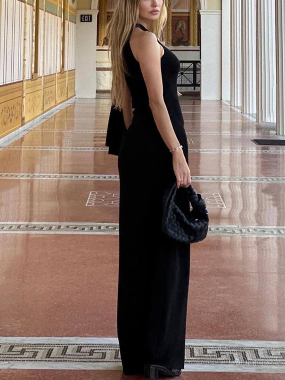 Robe longue de soirée à une épaule avec ruban tendance