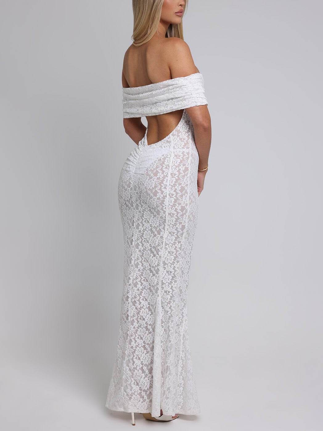 Robe longue queue de poisson élégante et sexy en dentelle florale