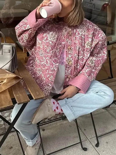 Vintage Fashion Floral Print Jacket DressSoul