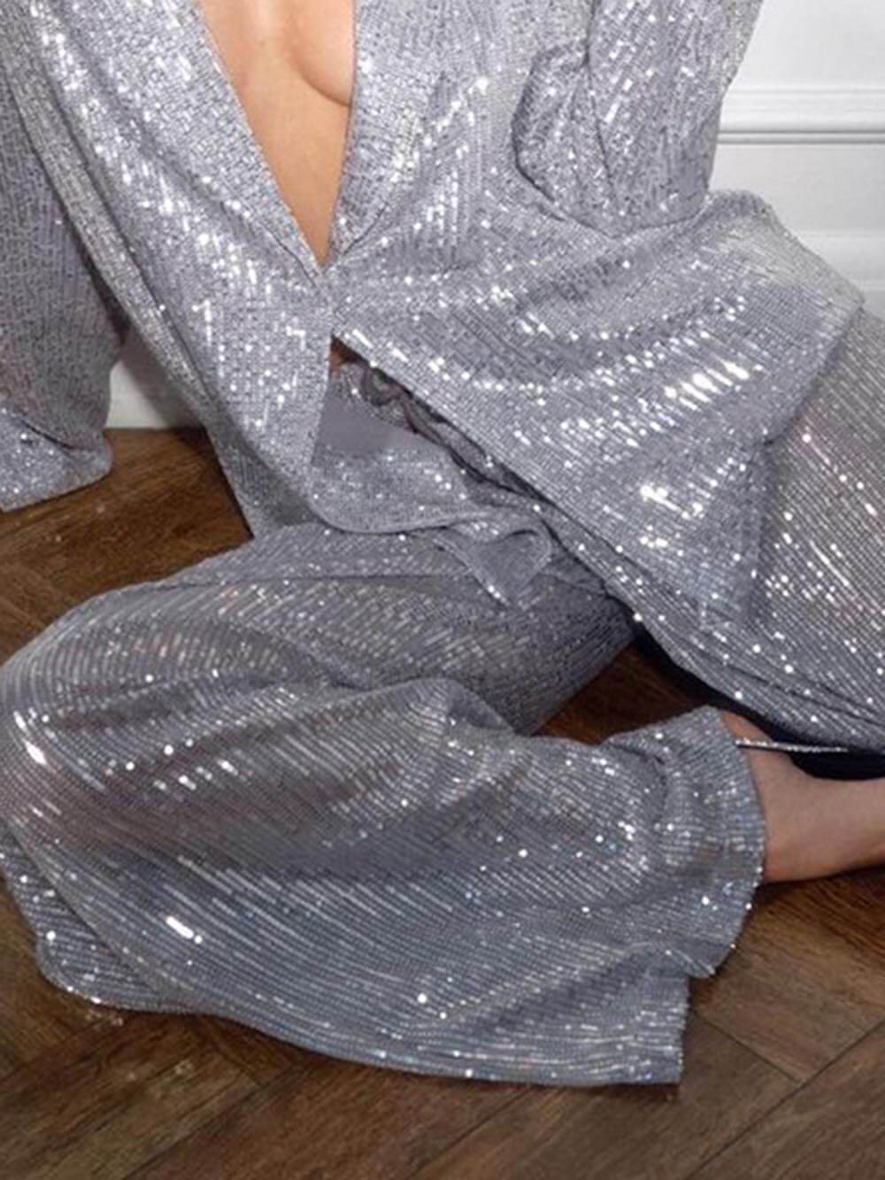 Blazer décontracté à paillettes à la mode