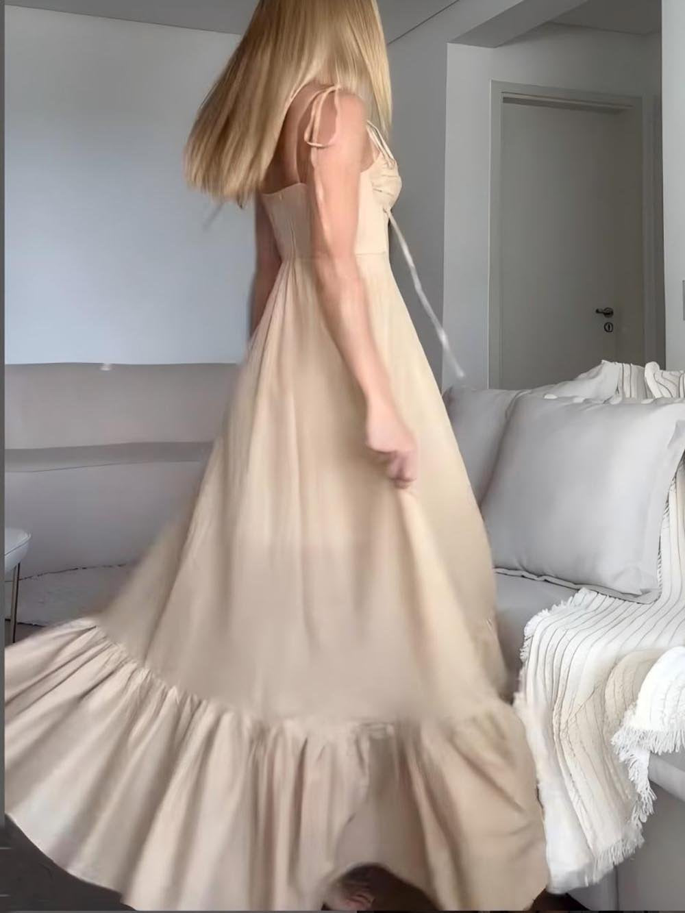 Robe longue de soirée élégante à bretelles plissées