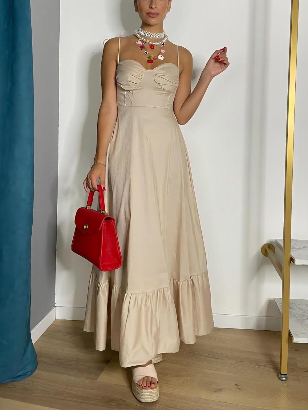 Robe longue de soirée élégante à bretelles plissées