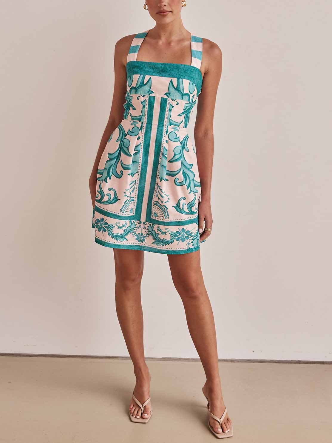 Robe mini-caraco à imprimé floral peint exquis