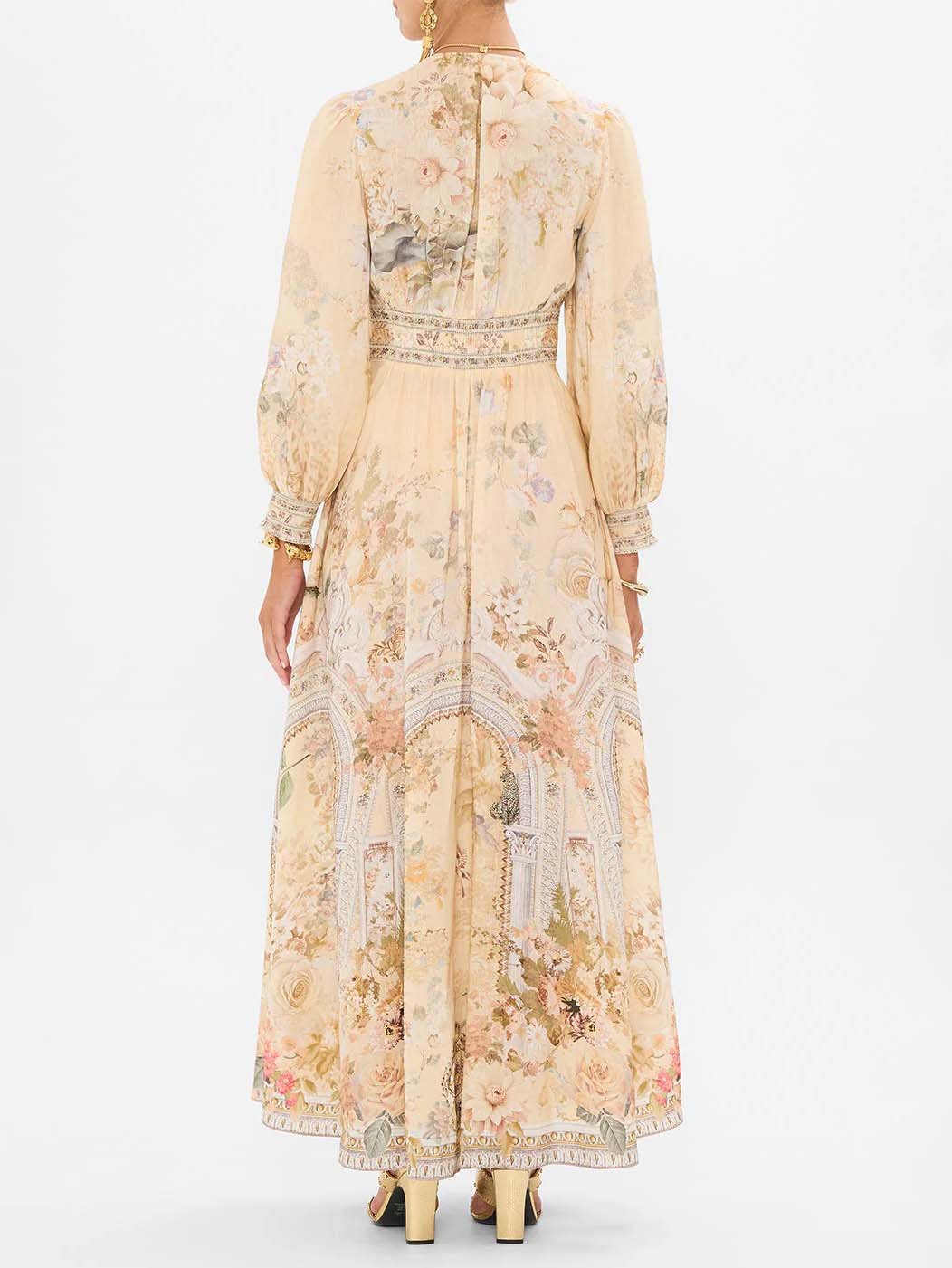 Robe longue à imprimé floral rétro et frais